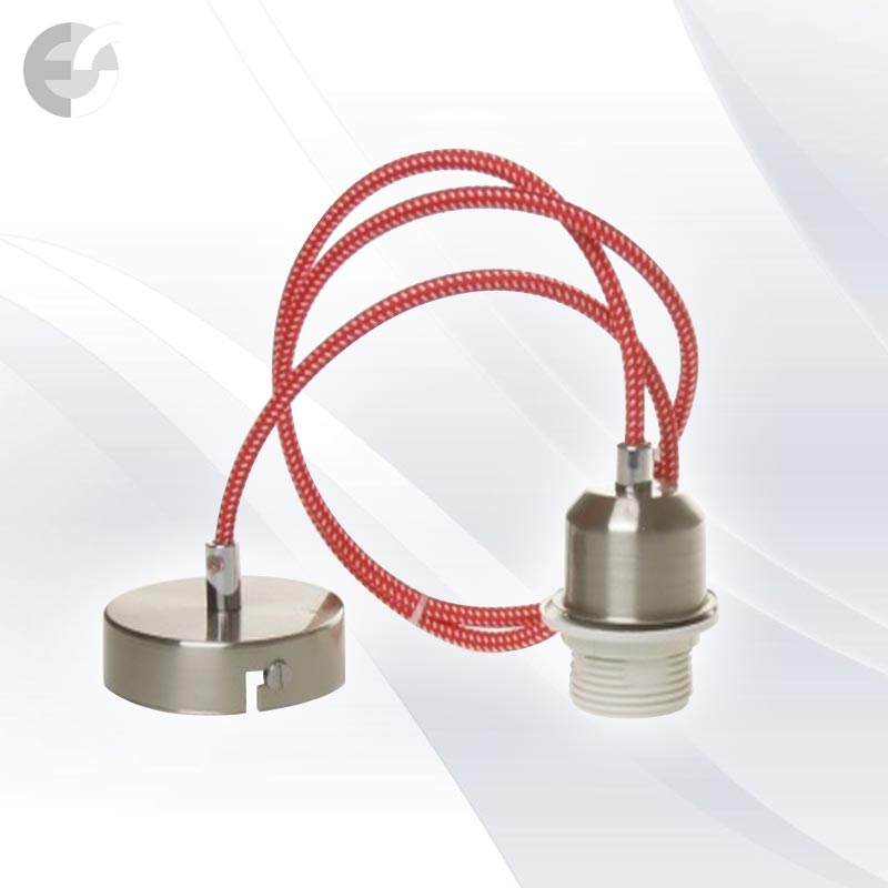 pendel one sateniran nikel i tekstilen kabel chervenobql e27