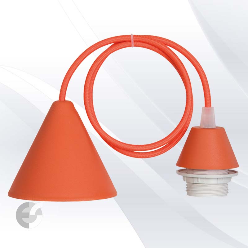 pendel cone pvc oranjev tekstilen kabel e27