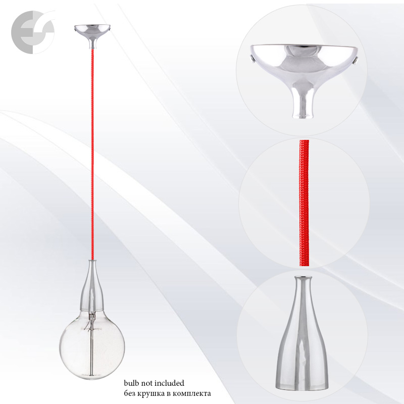 pendel drop hrom s cherven tekstilen kabel e27