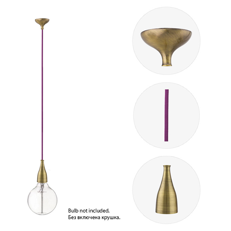 pendel drop antichen mesing s tekstilen lilav kabel