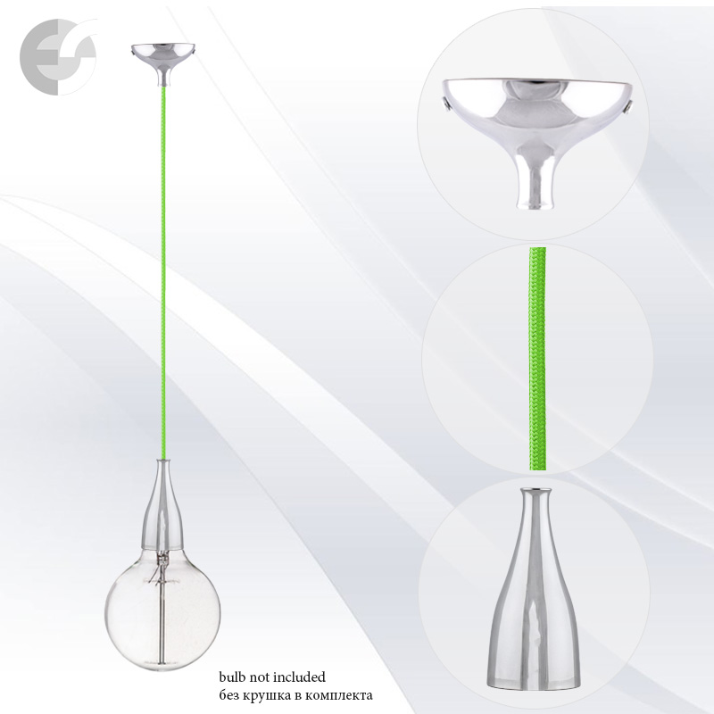 pendel drop sys svetlo zelen tekstilen kabel i ring f ga e27
