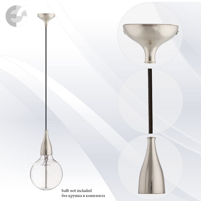 pendel drop matiran hrom i cheren tekstilen kabel e27