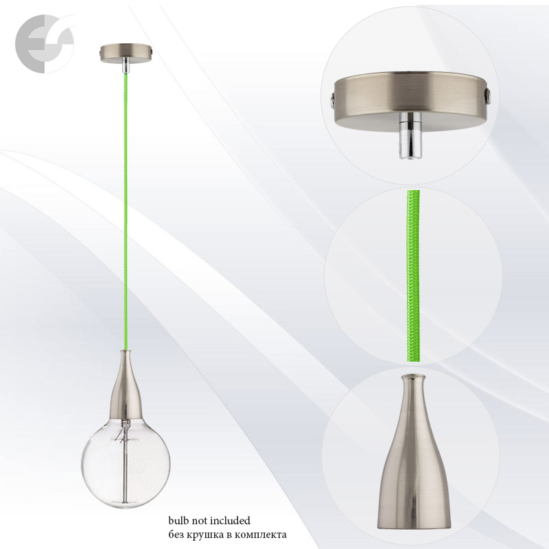 pendel drop matiran hrom sys zelen tekstilen kabel