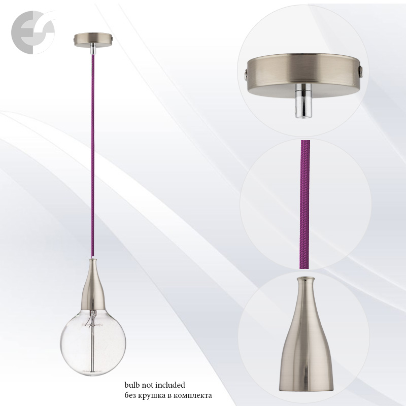 pendel drop matiran hrom s lilav tekstilen kabel