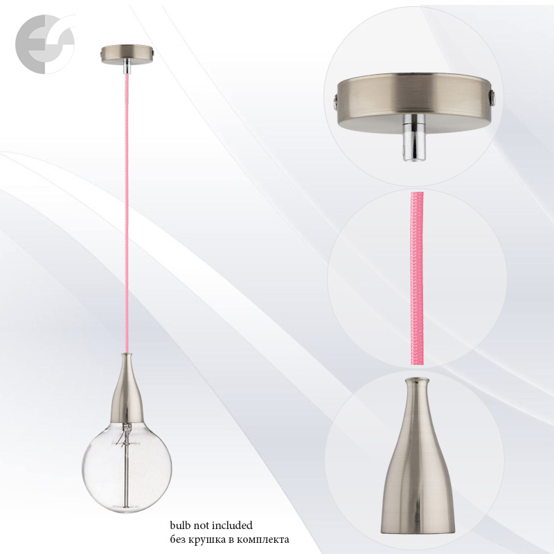 pendel drop matiran hrom s rozov tekstilen kabel