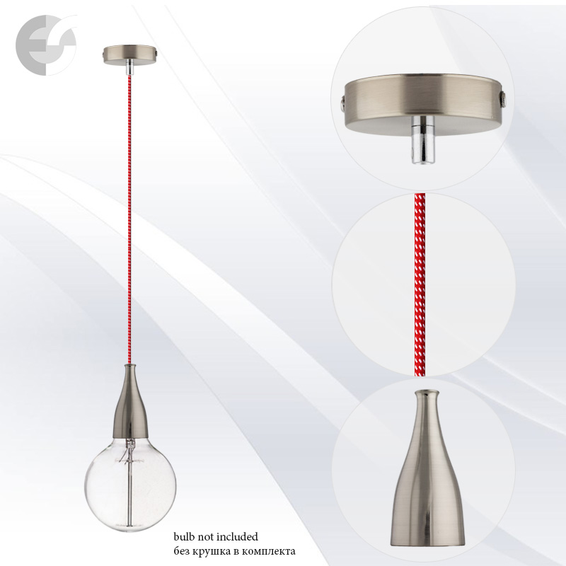 pendel drop matiran hrom s cherveno bql tekstilen kabel