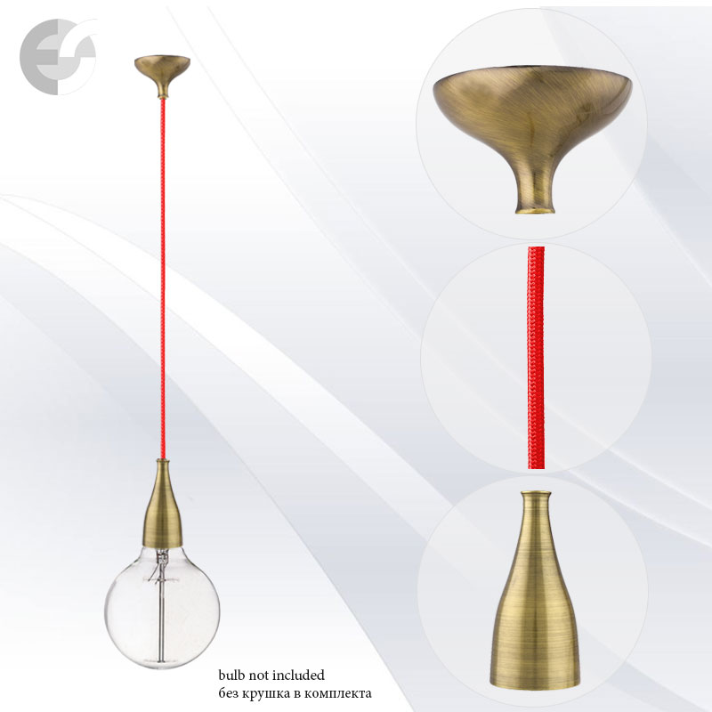 pendel drop antichen mesing s tekstilen cherven kabel