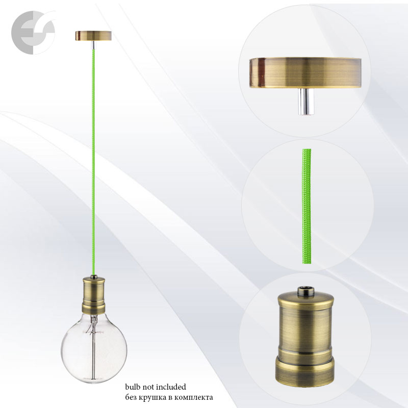 pendel retro 2 antichen mesing s tekstilen zelen kabel