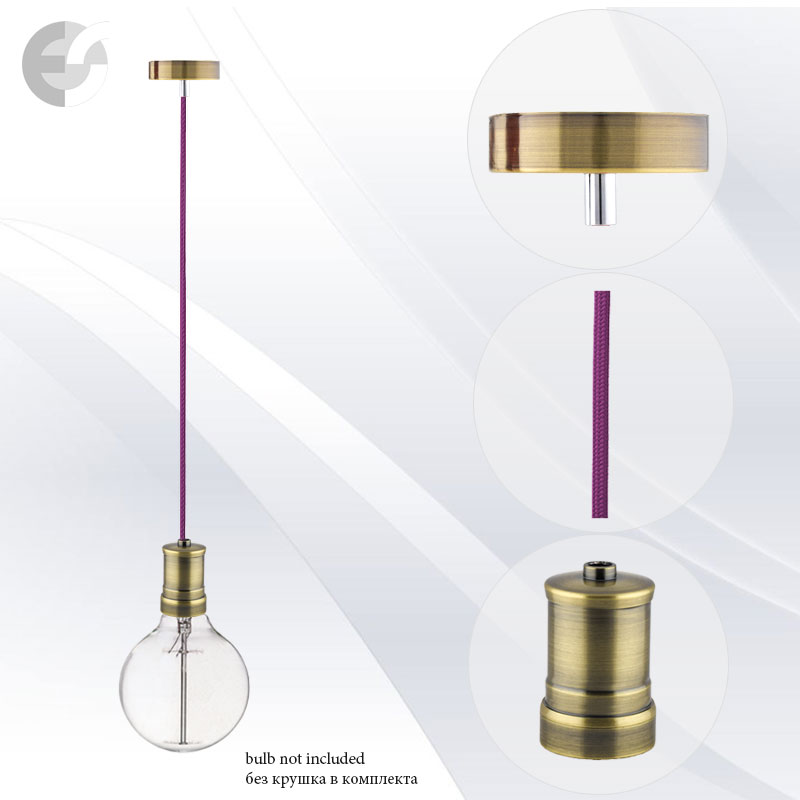 pendel retro 2 antichen mesing s tekstilen lilav kabel