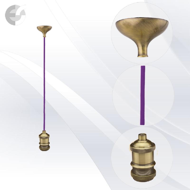 pendel retro 1 star mesing s tesktilen lilav kabel