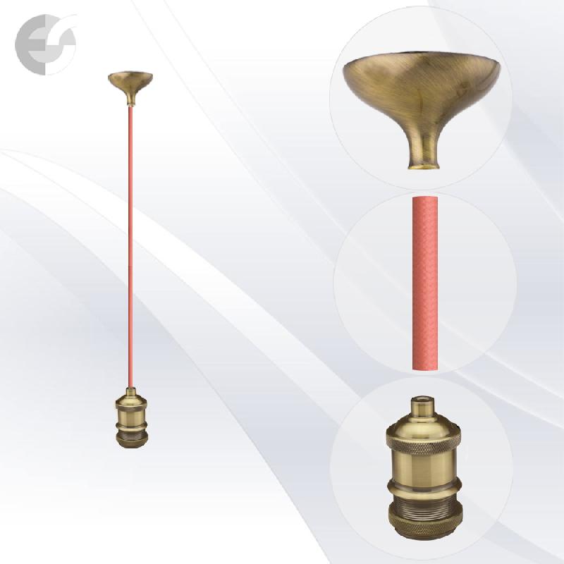 pendel retro 1 star mesing s tesktilen rozov kabel