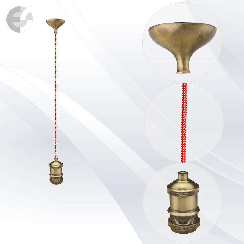 pendel retro 1 star mesing s tesktilen cherveno bql kabel
