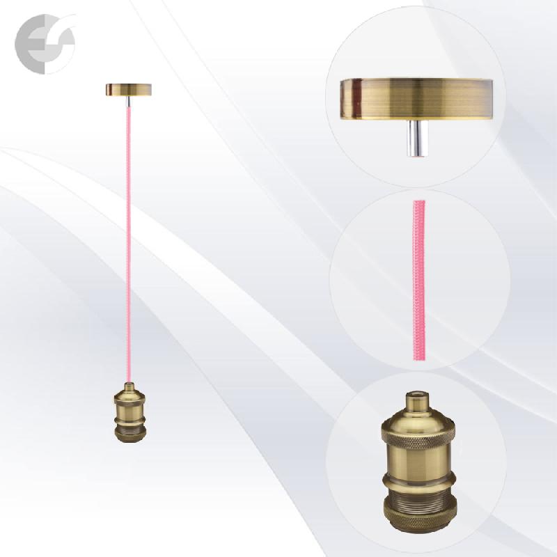 pendel retro 1 star mesing s tesktilen rozov kabel