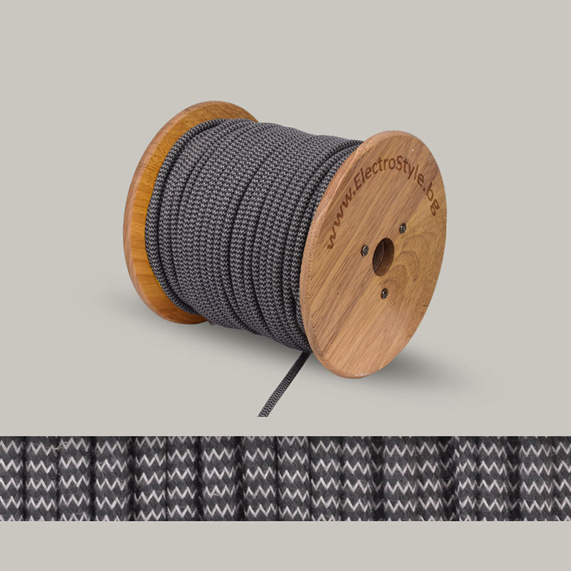 tekstilen kabel antratsitsiv zigzag 2x0.75mm2