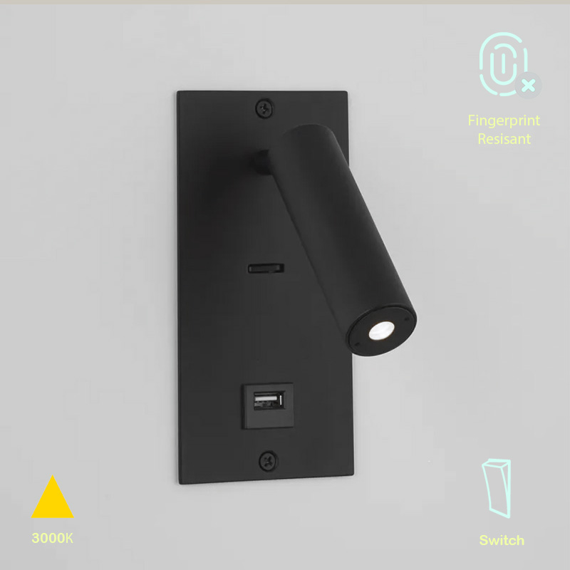aplik za vgrajdane v stena 3000k With usb black