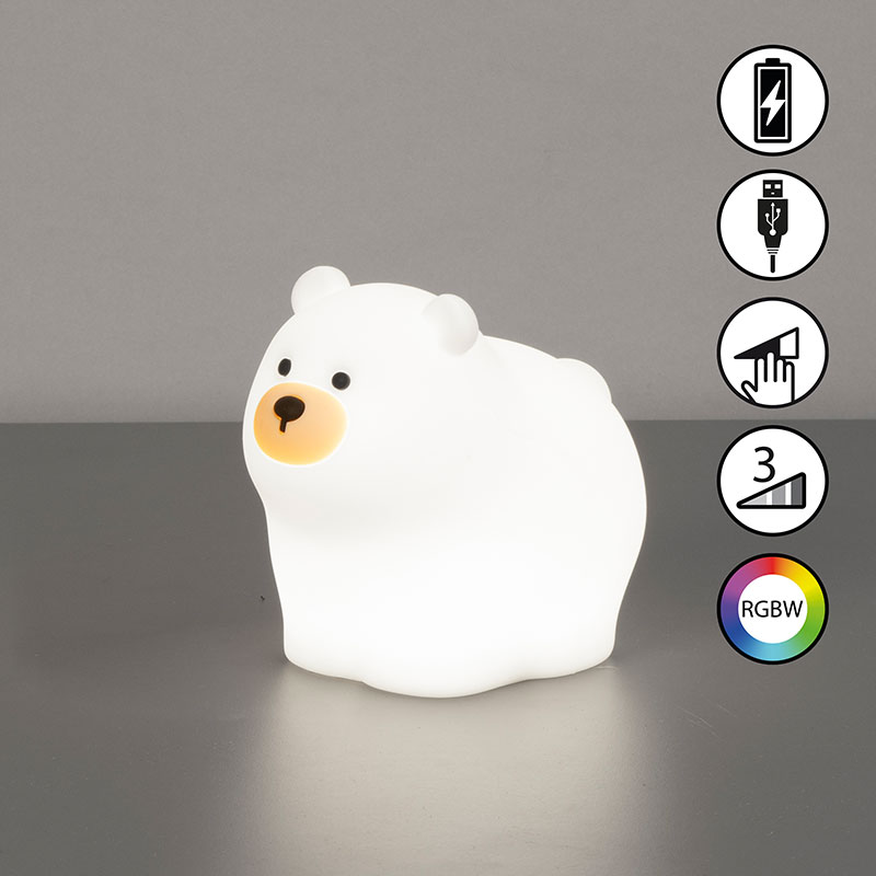 rgb detska silikonova noshtna lampa knut