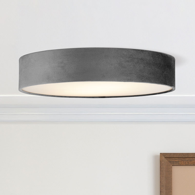 plafon s abajur ot kadife siv 50sm drum