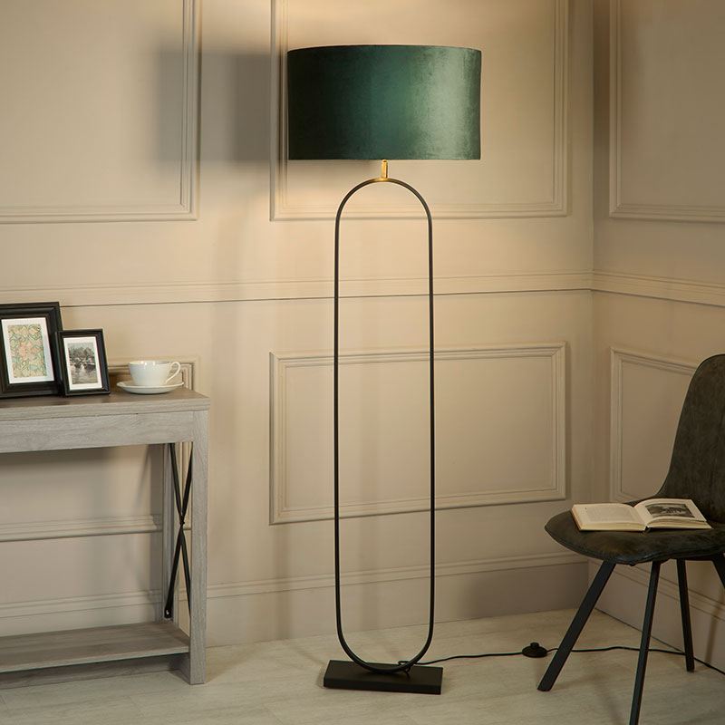 podova lampa s tekstilen tymnozelen abjur modish