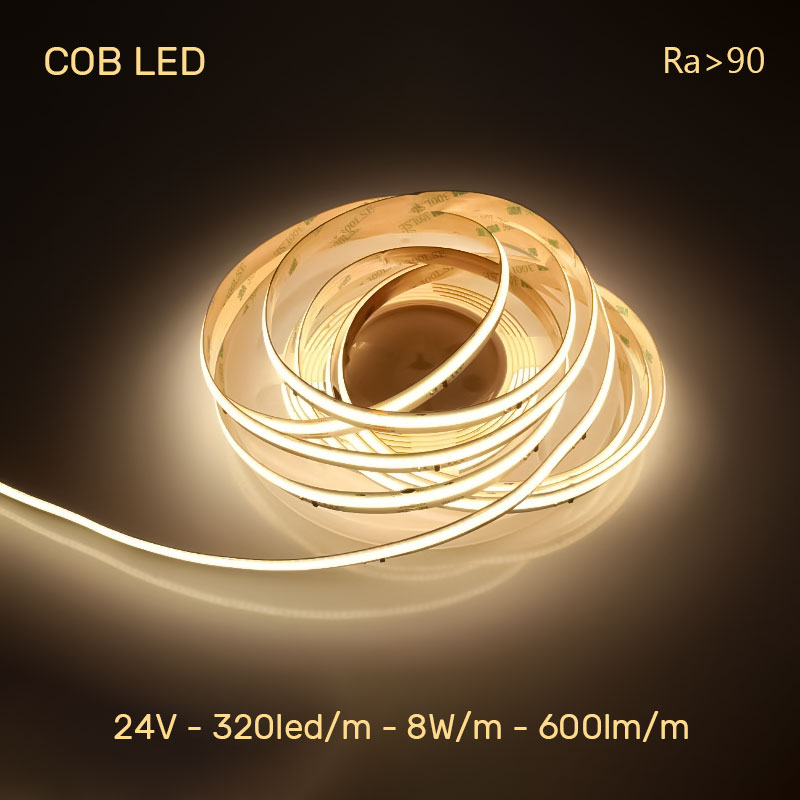 led cob lenta 8Wm 24v 3000k 10m